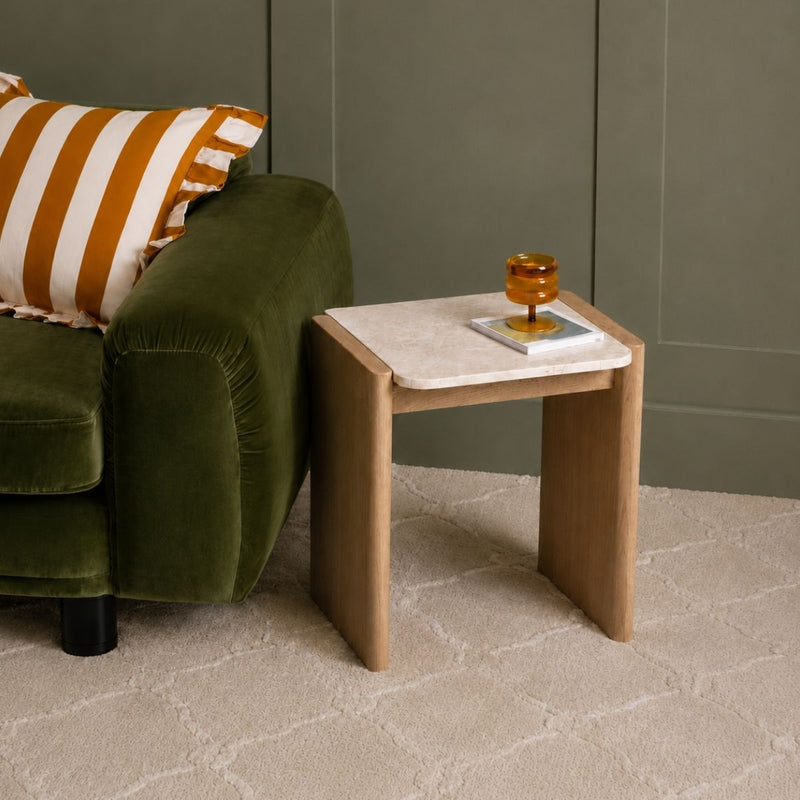 Cara Marble Top Wooden Side Table