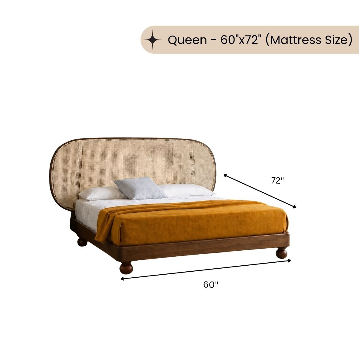 Vyut 100% Solid Wood Cane Bed - Beds - Gharaana