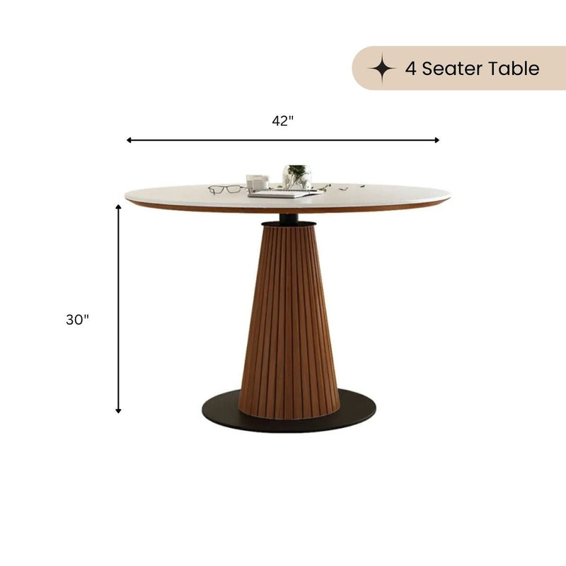 Serene Marble Top Wooden Dining Table Set