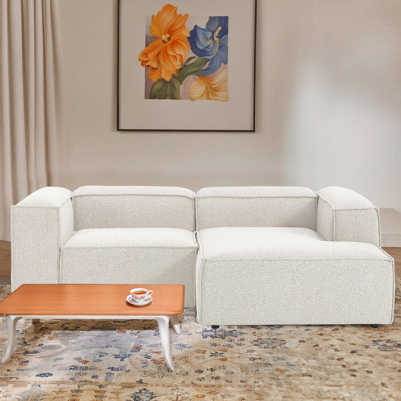 Assisi L-Shape Sofa in White Bouclé
