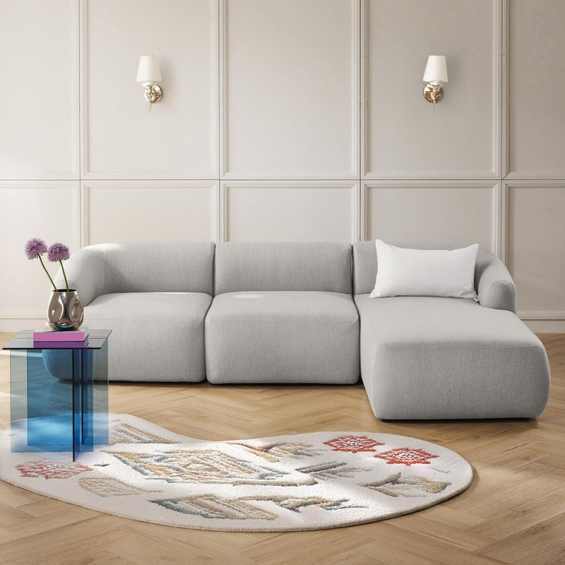 Brera L-Shape Sofa in Beige Silver Gray