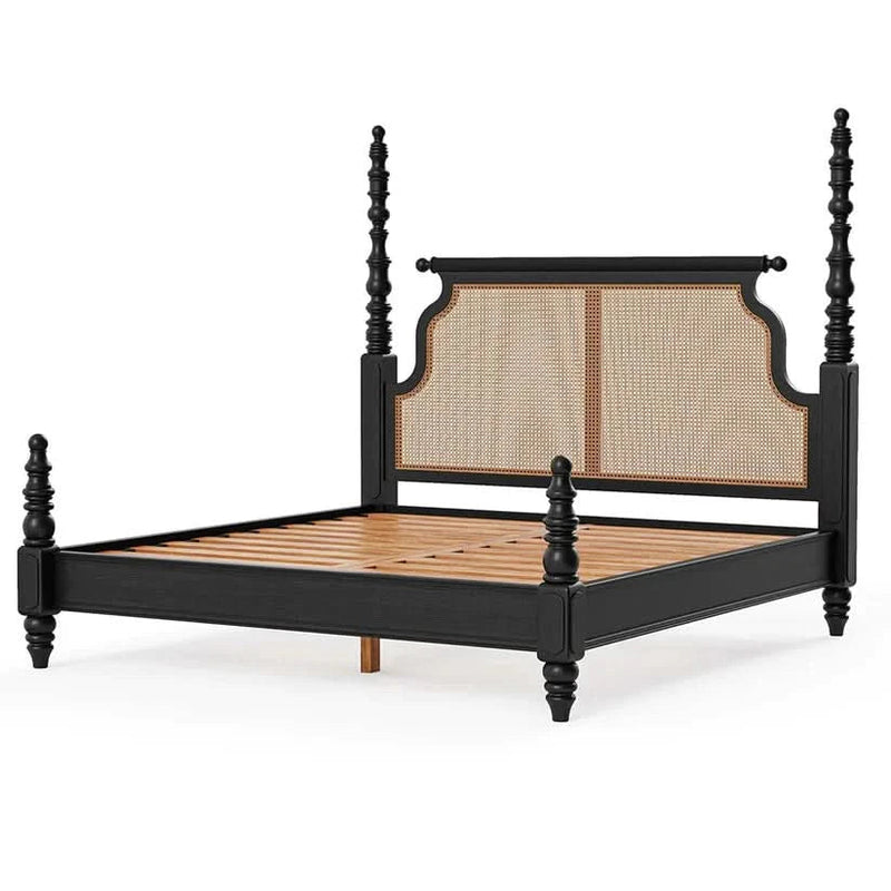 Simiax Rattan Cane Styles Poster Bed - Wooden Empiro