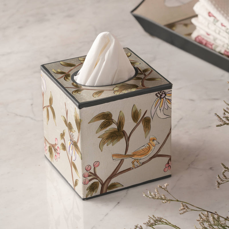 Luna Garden Hand-Painted Tissue Holder