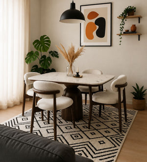 Adhira Marble-Top Wooden Dining Table Set - Dining Set - Gharaana