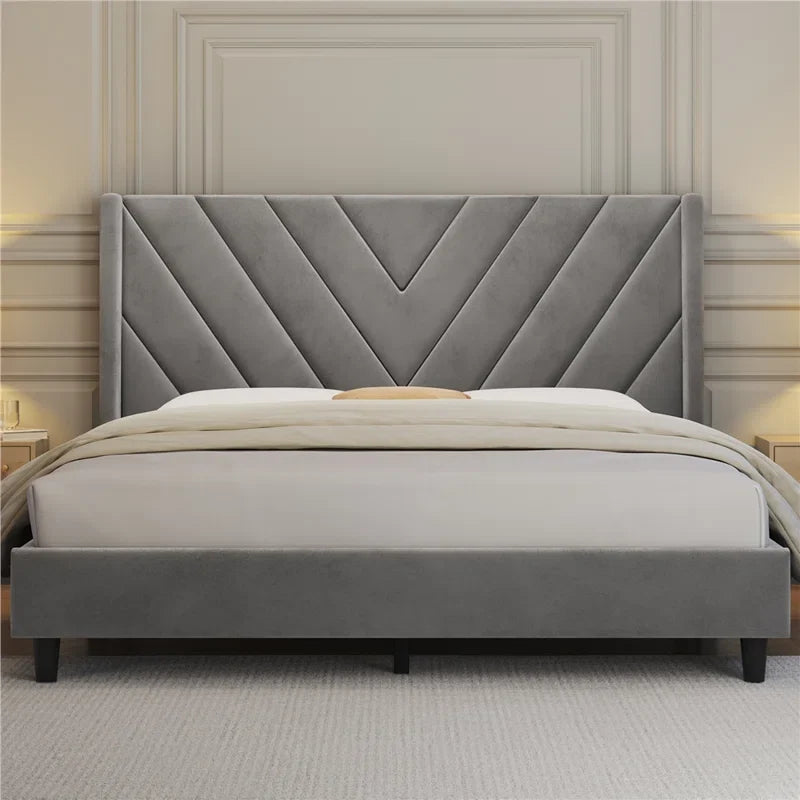 Wooden Empiro Solid Wood Frame Upholstered Bed, Without Storage