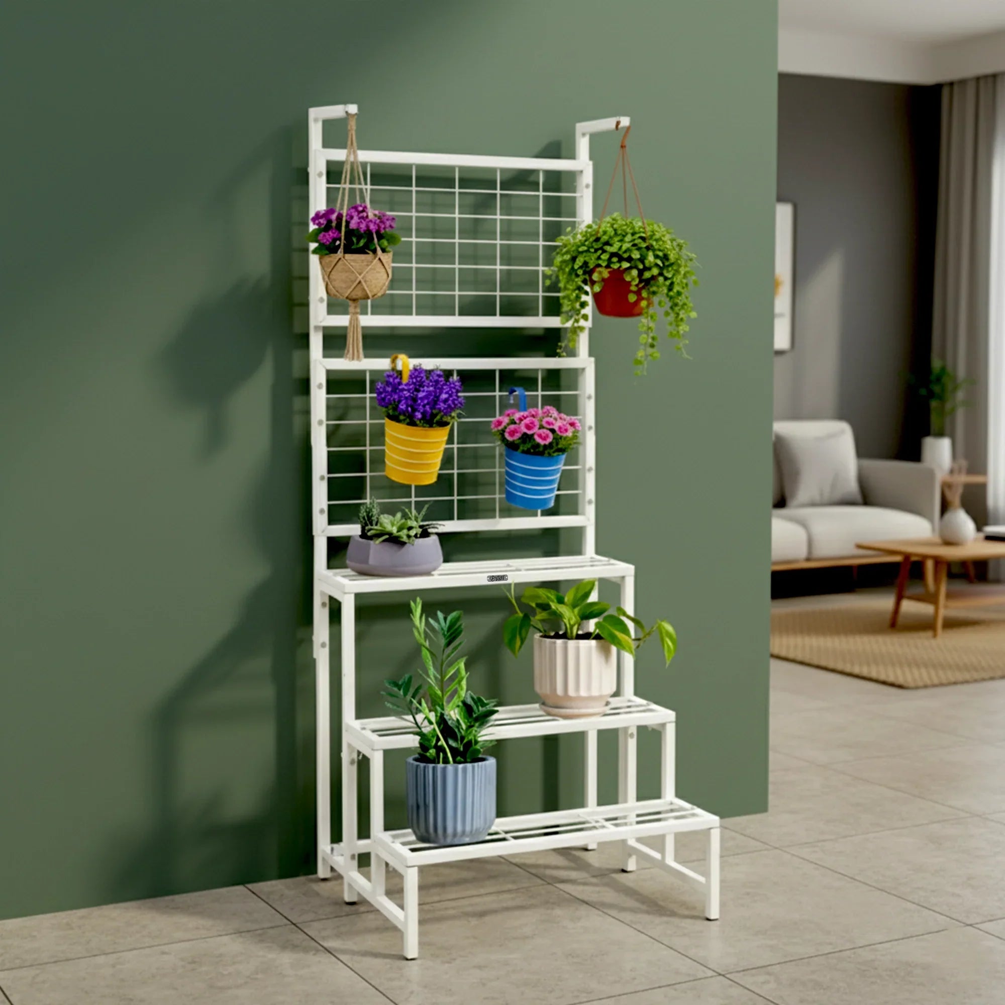 Wooden Empiro ATLAS multi-level plant display stand white