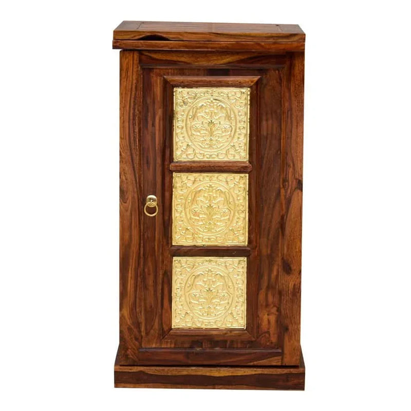 Wanter Solid Wood Bar Cabinet With Brass Work & Single Door