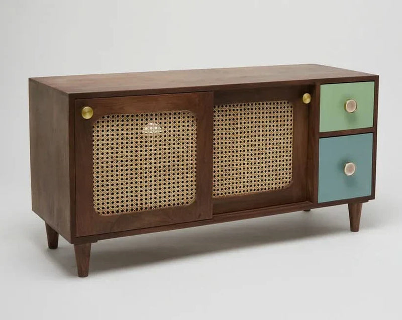 Kushaka Rattan Solid Wood TV Cabinet - Wooden Empiro