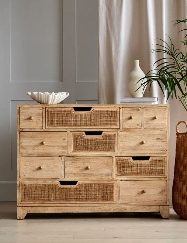 Welle Rattan Twelve Chest Of Drawers - Wooden Empiro