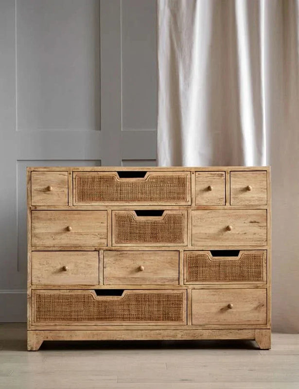 Welle Rattan Twelve Chest Of Drawers - Wooden Empiro