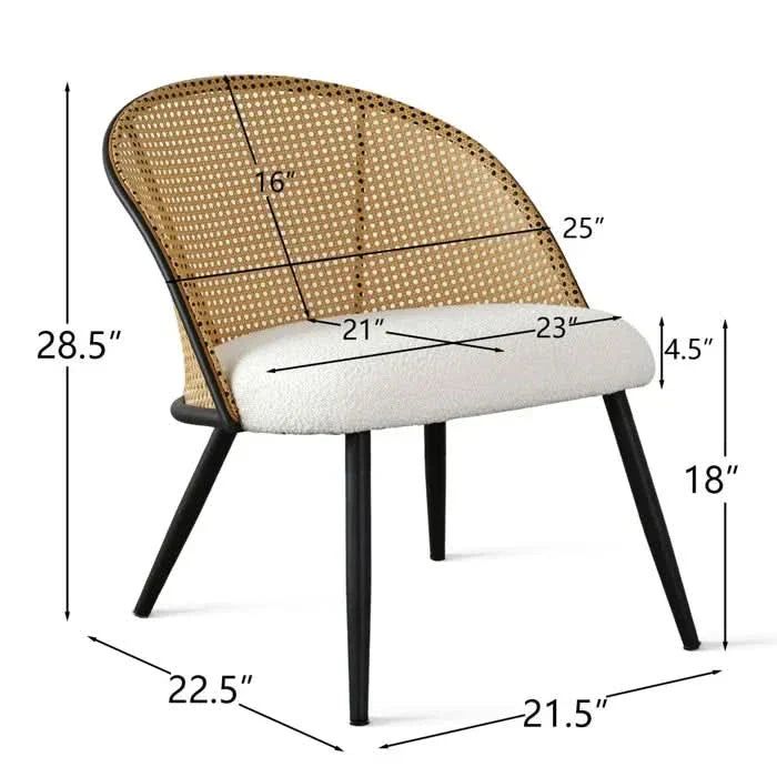 Rattan Accent Chair – Handwoven Cane Chair for Living Room