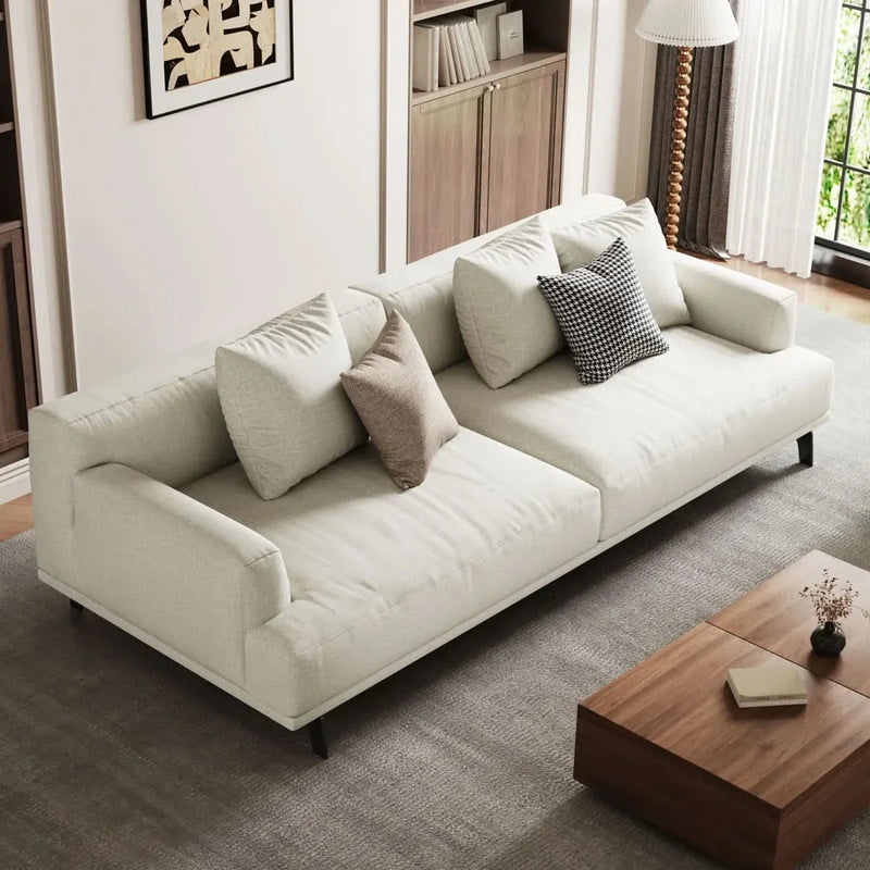 Four-seater Cotton And Linen Sofa with pillows