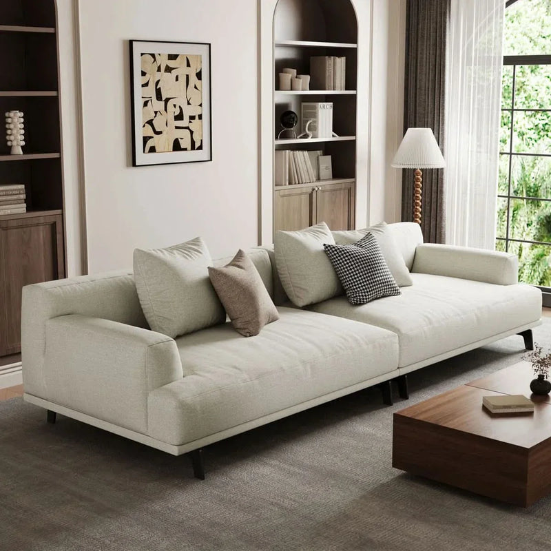 Four-seater Cotton And Linen Sofa with pillows