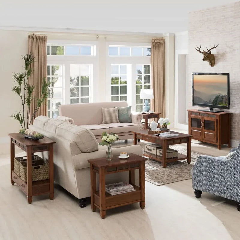 Livert Rustic Oak End Table - Wooden Empiro