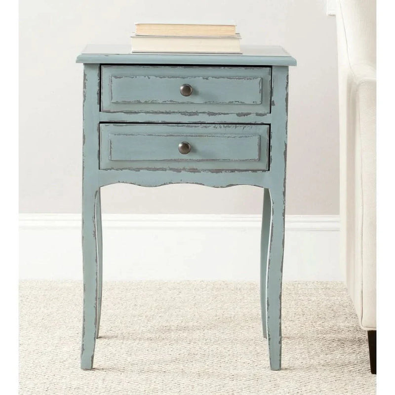 Gepick Distressed Pale Blue Accent Table  - Wooden Empiro