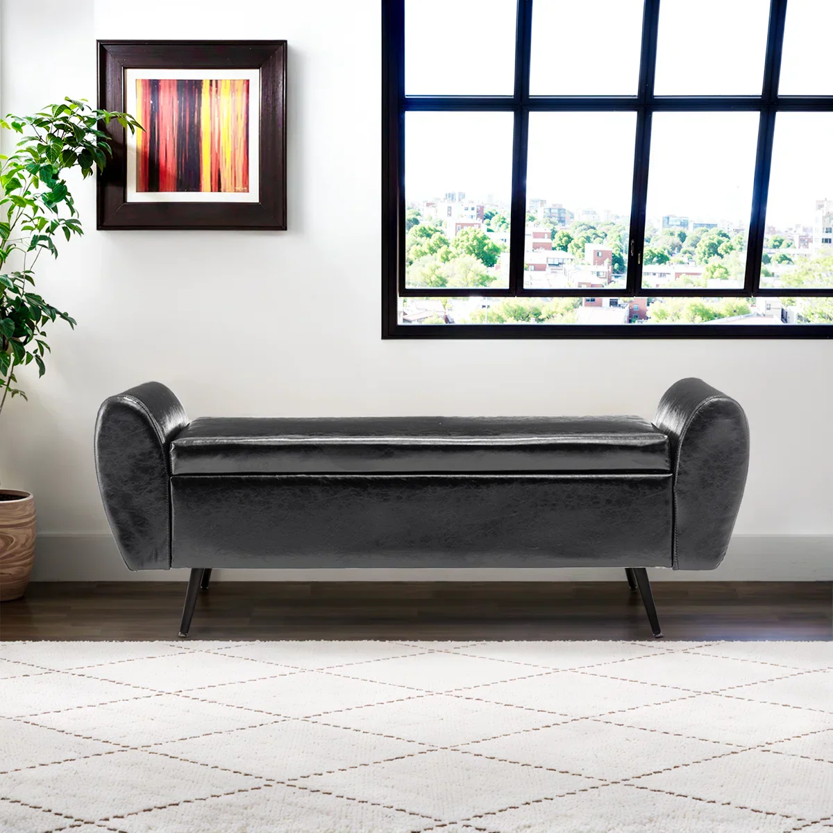 Savin Vegan Leather Storage Bench Storage Ottoman for King Size Bed - craft decor