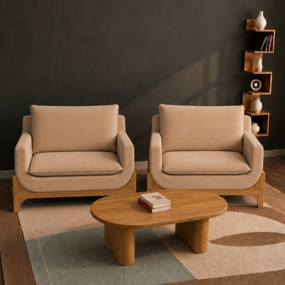 Raya Custom Wooden Upholstered Sofa - Sofas - Gharaana