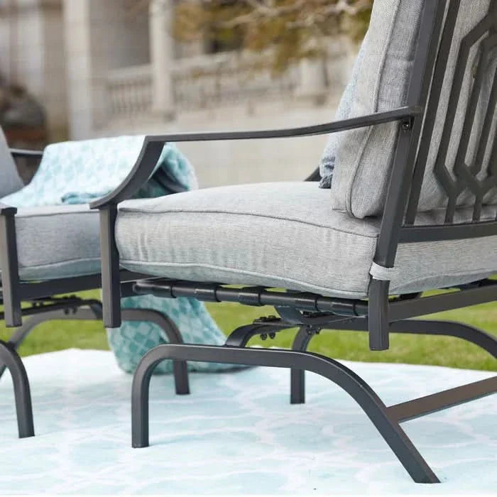 Daasskil Outdoor Spring Rocking Chair with Cushions (Set of 2) - Wooden Empiro