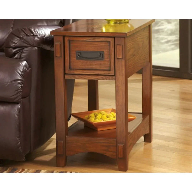 Hapix Brown Finish Wood Chairside End Table - Wooden Empiro