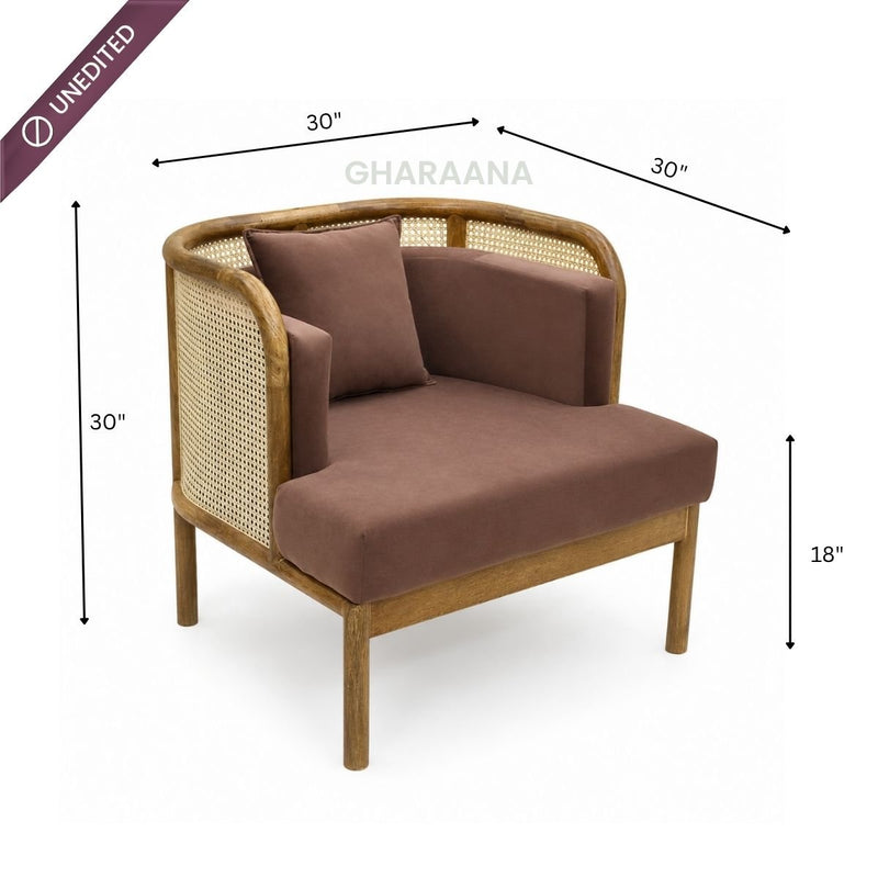 Vuta Cane-Wooden Plush Armchair