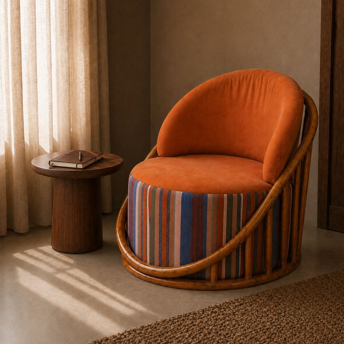 Sloan Plush Wooden Armchair - Armchairs - Gharaana