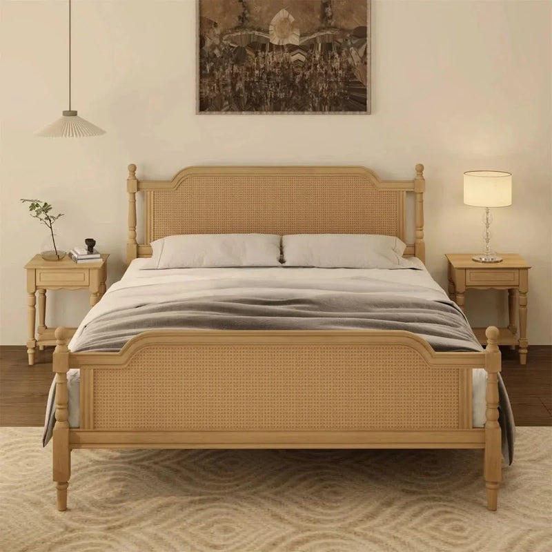 Solid Wood Platform Bed Frame with Headboard