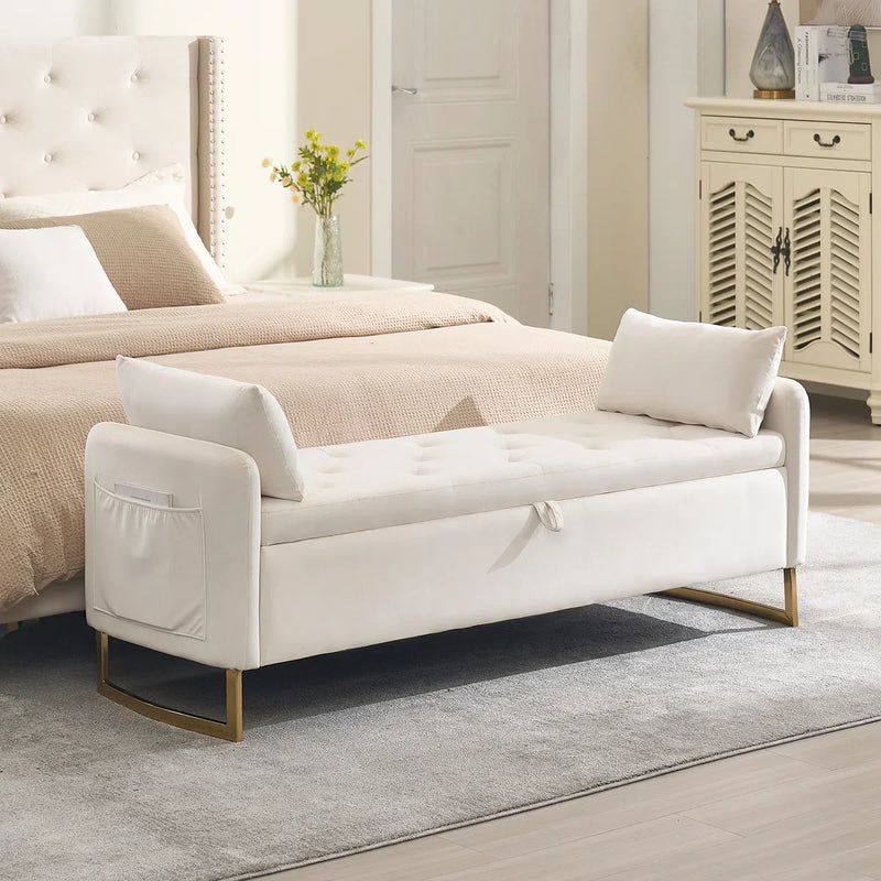 Ivok Upholstered Storage Bench With Two Pillows - craft decor