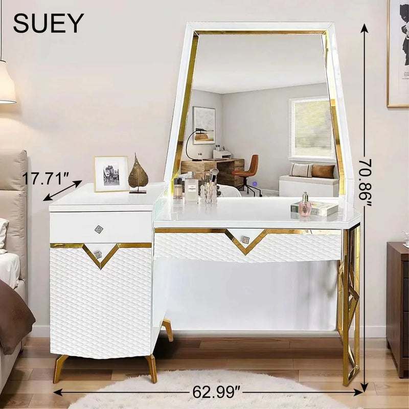 Makeup Dresser Vanity with Mirror and Storage Drawers