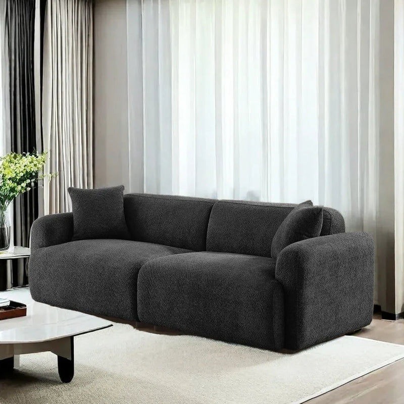 Bouclé Upholstered Sofa with Deep Seating, Stain-Resistant Modern Cloud Style Couch