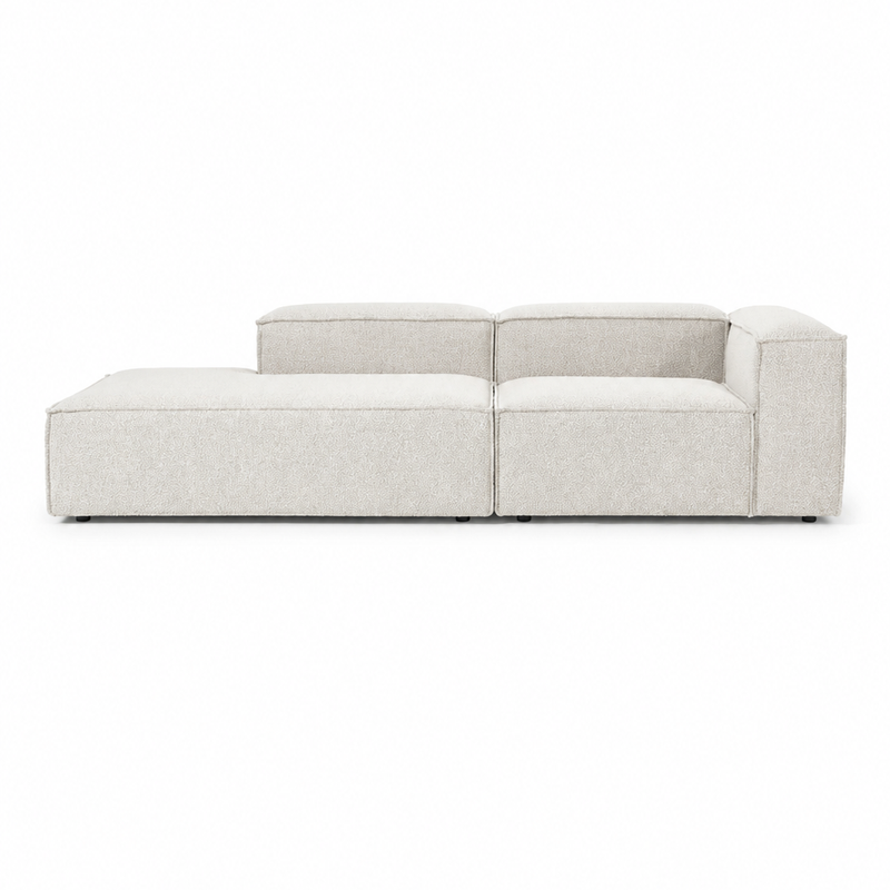 The Solene Sofa — Modular Three-Seater, White Bouclé Upholstery