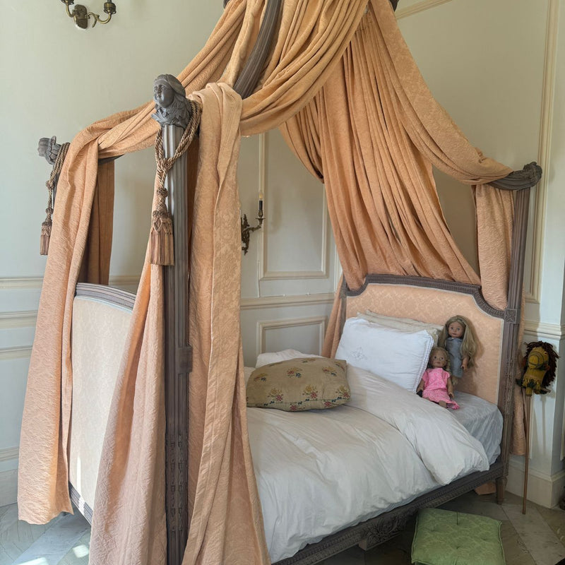 Four Poster Louis XVI Bed with cherub and ciel de lit
