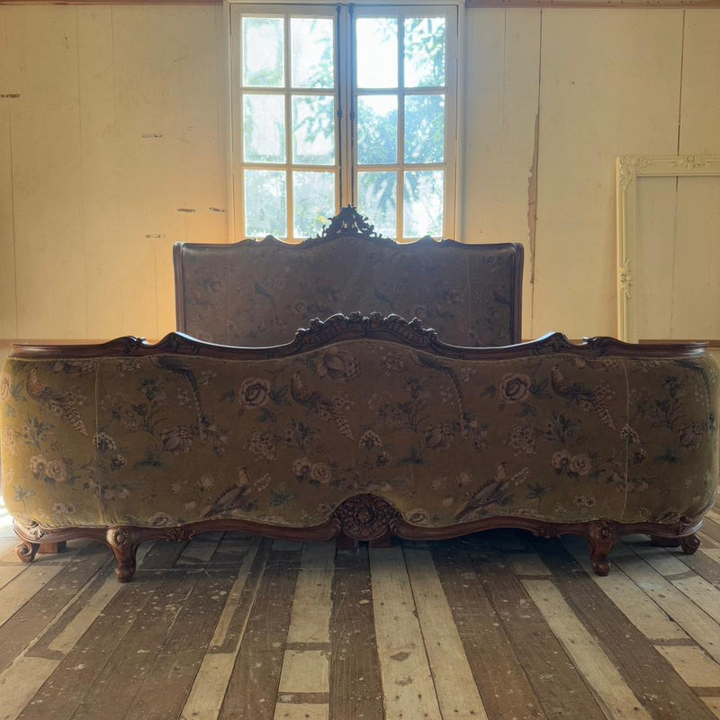 Classic Louis XV bed in mustard upholstery~
