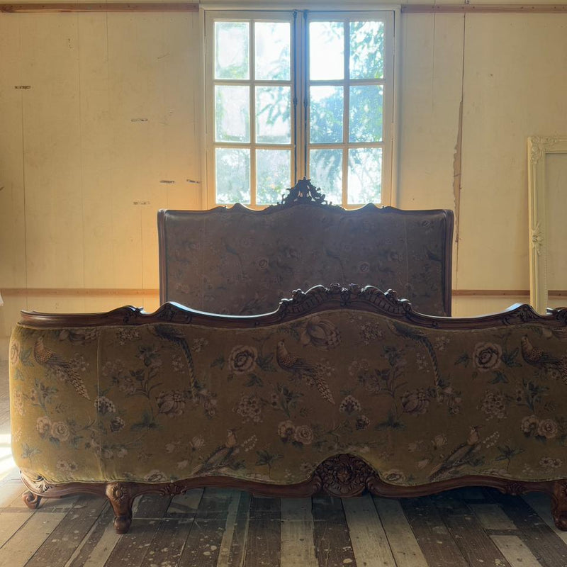 Classic Louis XV bed in mustard upholstery~
