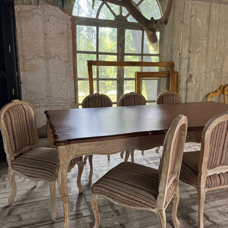 Provençal Dining table with pomogranate and brass ornaments~