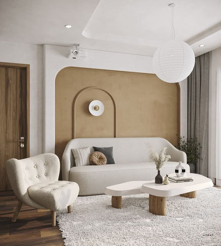 CloudForm Curved Sofa in 3-Seater in Bouclé Ivory