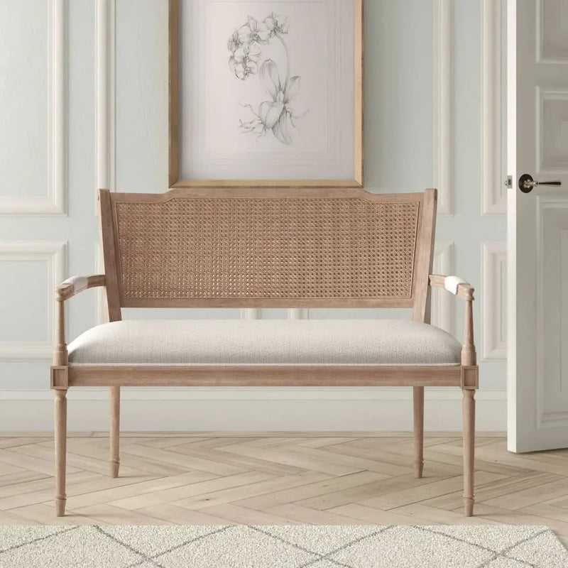 Vintage-Inspired Shield-Back Settee – Timeless Accent Seating