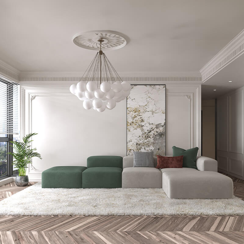 5 Seater L-Shaped Sofa in Dual Tone