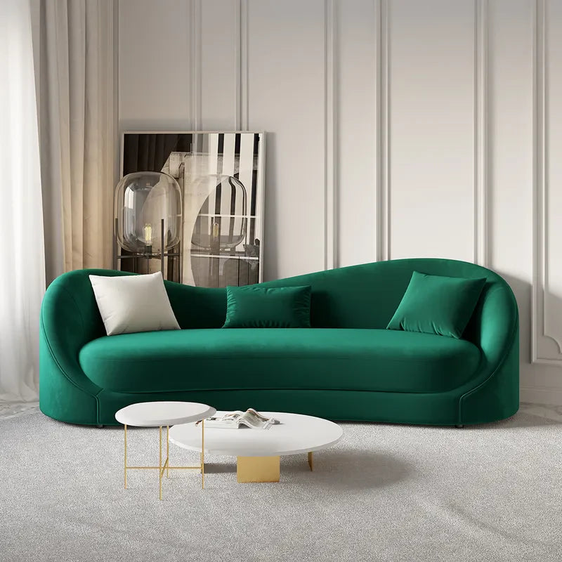 Porsche Modern 3-Seater Sofa in Green Velvet Upholstery for a Luxurious Feel