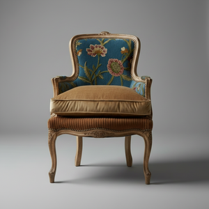 Floral Accent Chair – Carved Wood Armchair