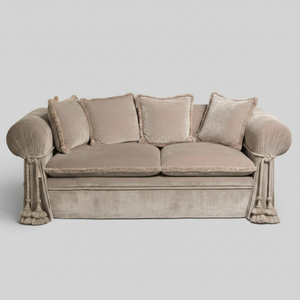Rose Cord Sofa — Velvet Tassel Lounge, made to order by Wooden Empiro