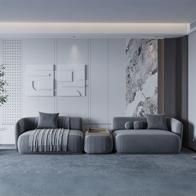 Stylish 4 Seater Cool Grey Sofa With Movable Center Unit