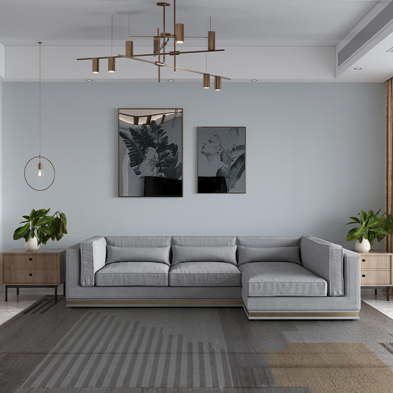 4 Seater L-Shaped Modern Grey Sofa