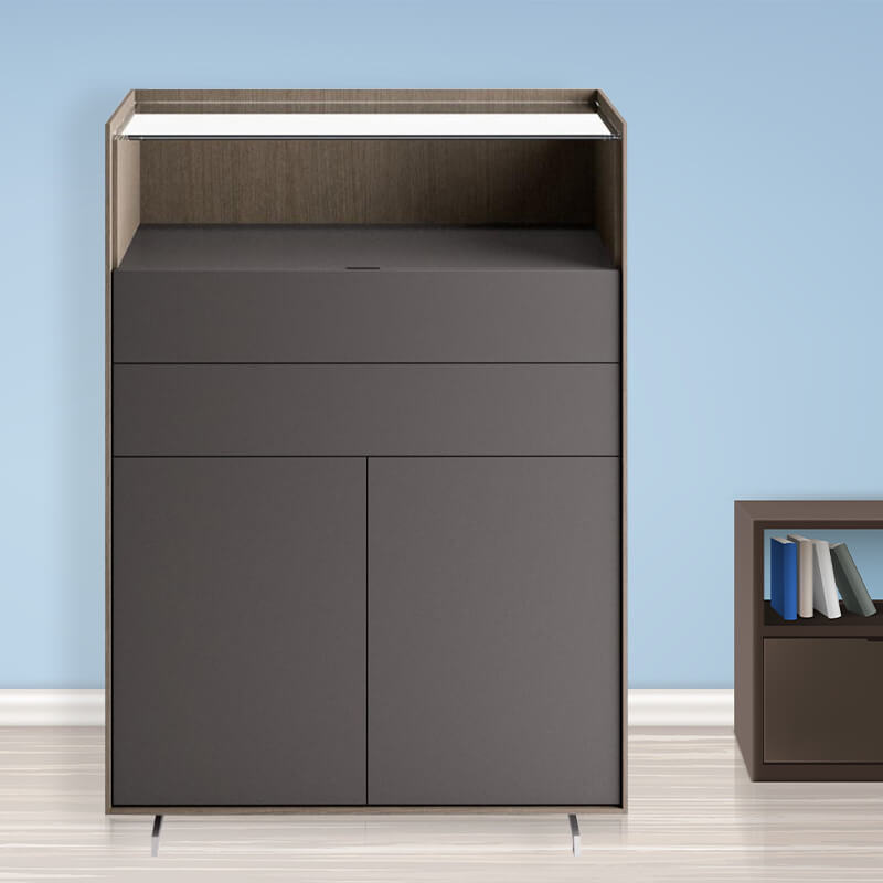 Multipurpose Grey Sideboard With Open Compartment