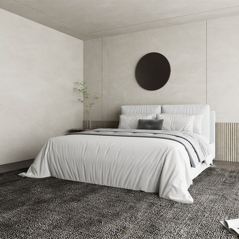 Velvet Upholstered King-Size White Bed With Hydraulic Storage