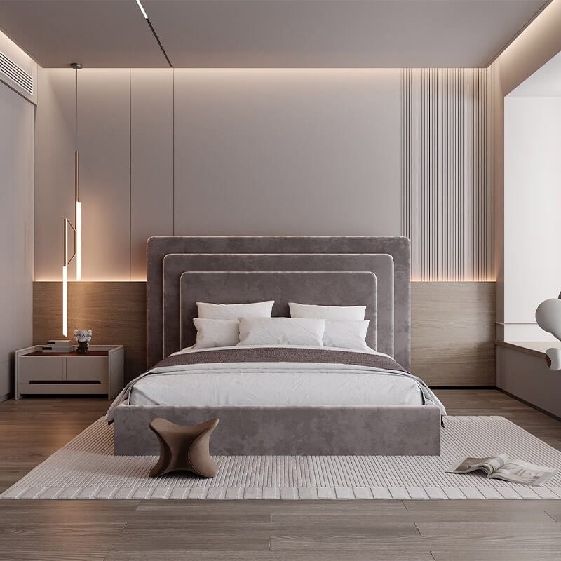 Copper Grey King-Size Modern Upholstery Bed