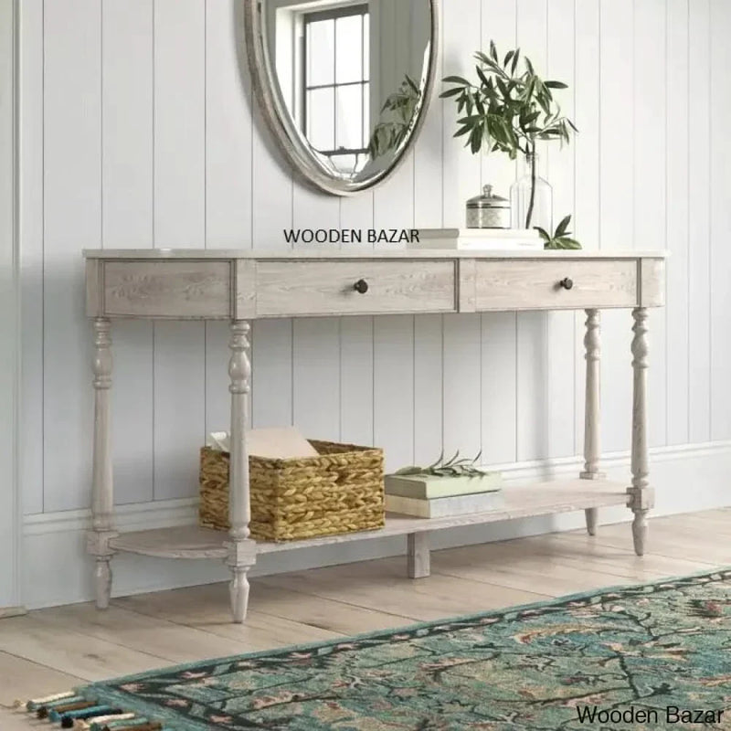 Aberdale 65'' Genuine Marble Polish Console Table - Wooden Empiro