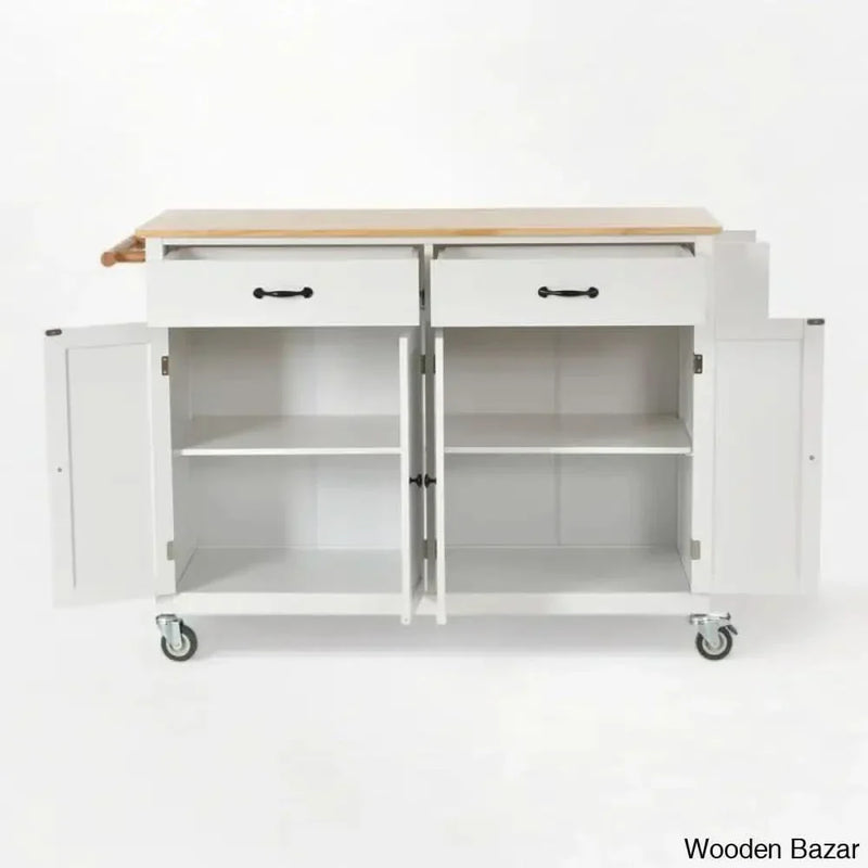 Adalid Solid Wood Top Kitchen Cart Kitchen trolley cart cabinet kitchen island with storage