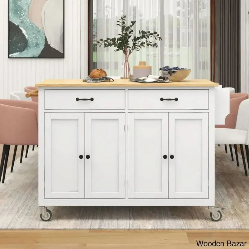 Adalid Solid Wood Top Kitchen Cart Kitchen trolley cart cabinet kitchen island with storage