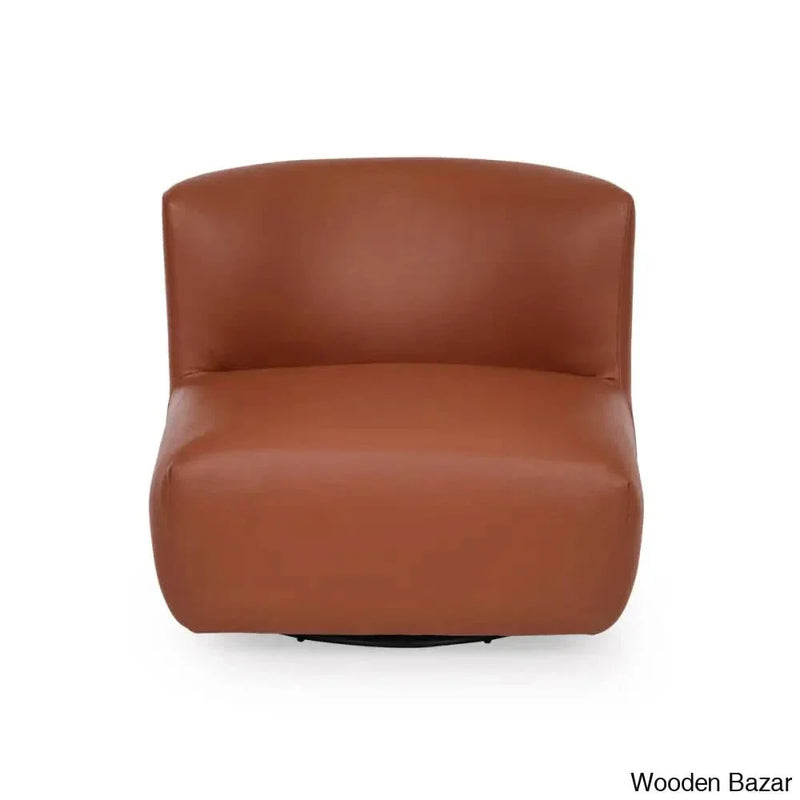 Adward New Armless Lounge Chair in camel Brown Color - Wooden Empiro