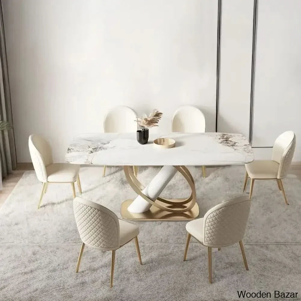 Aldo Luxury Dining Table Set - Wooden Empiro 6 Seater